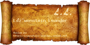 Löwenstein Leander névjegykártya